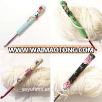 DIY Colorful Polymer Clay Crochet Hooks Multicolour Aluminium Crochet Hooks Knitting Needles